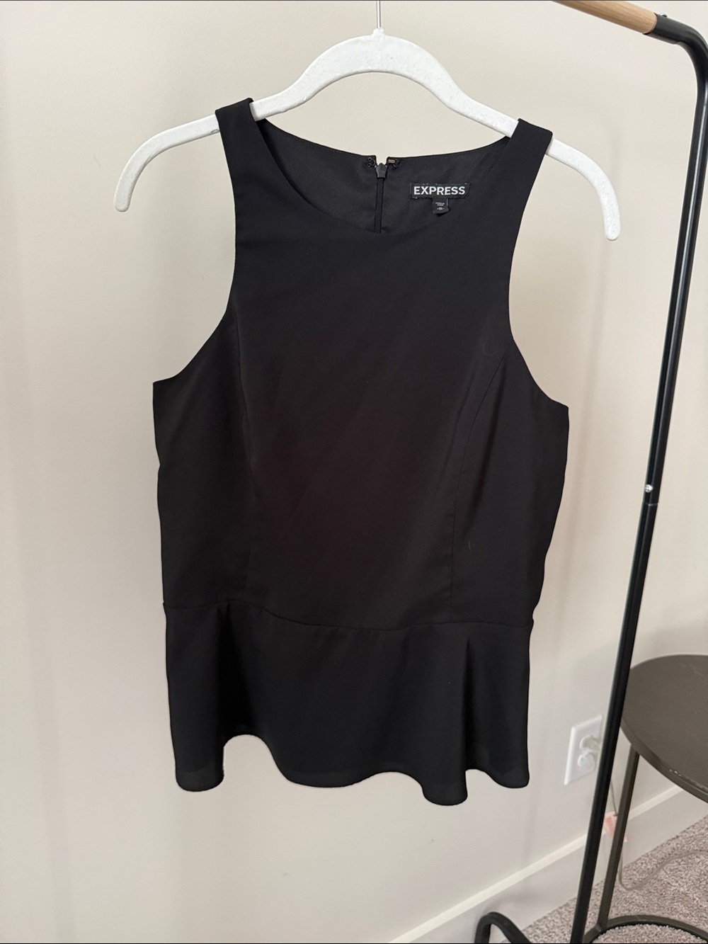 Express Black crepe Peplum Sleeveless Top